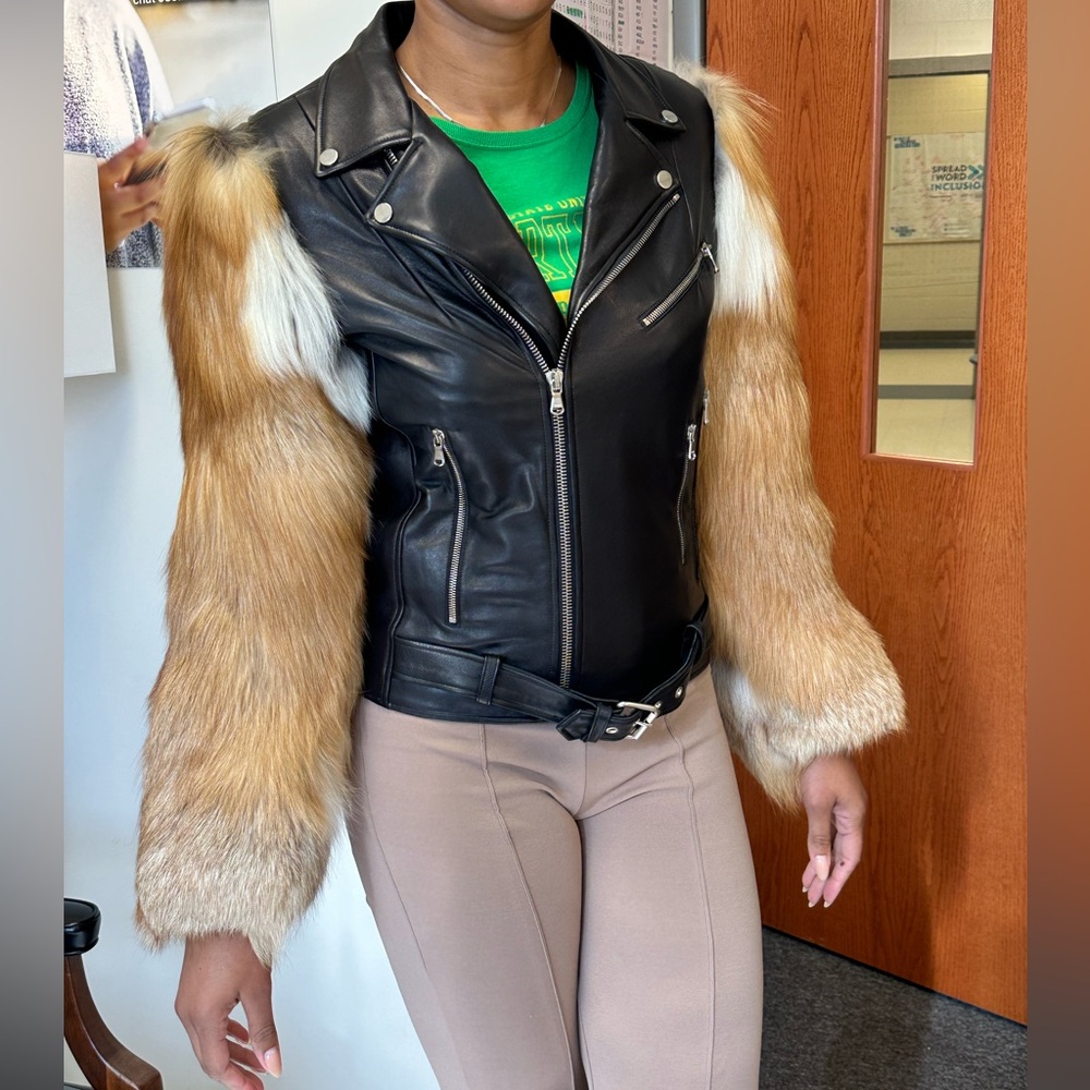 By the Namesake leather jacket with fox fur sleeves - Picture 17 of 17